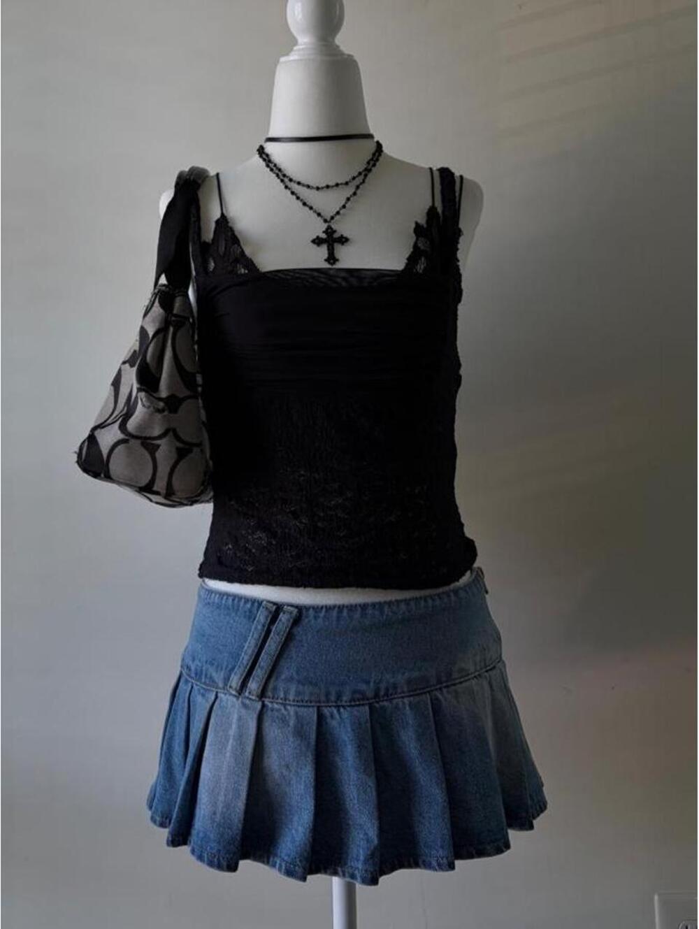 Kimchi Blue Y2K Black Lace Mesh Cami Top ♡ Coquette Balletcore Fairy Grunge